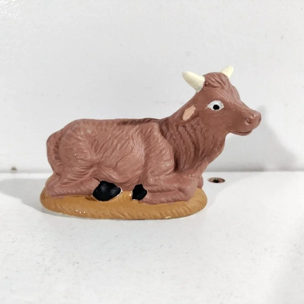 Vtg Homco Nativity Scene Cow Ceramic Figurine